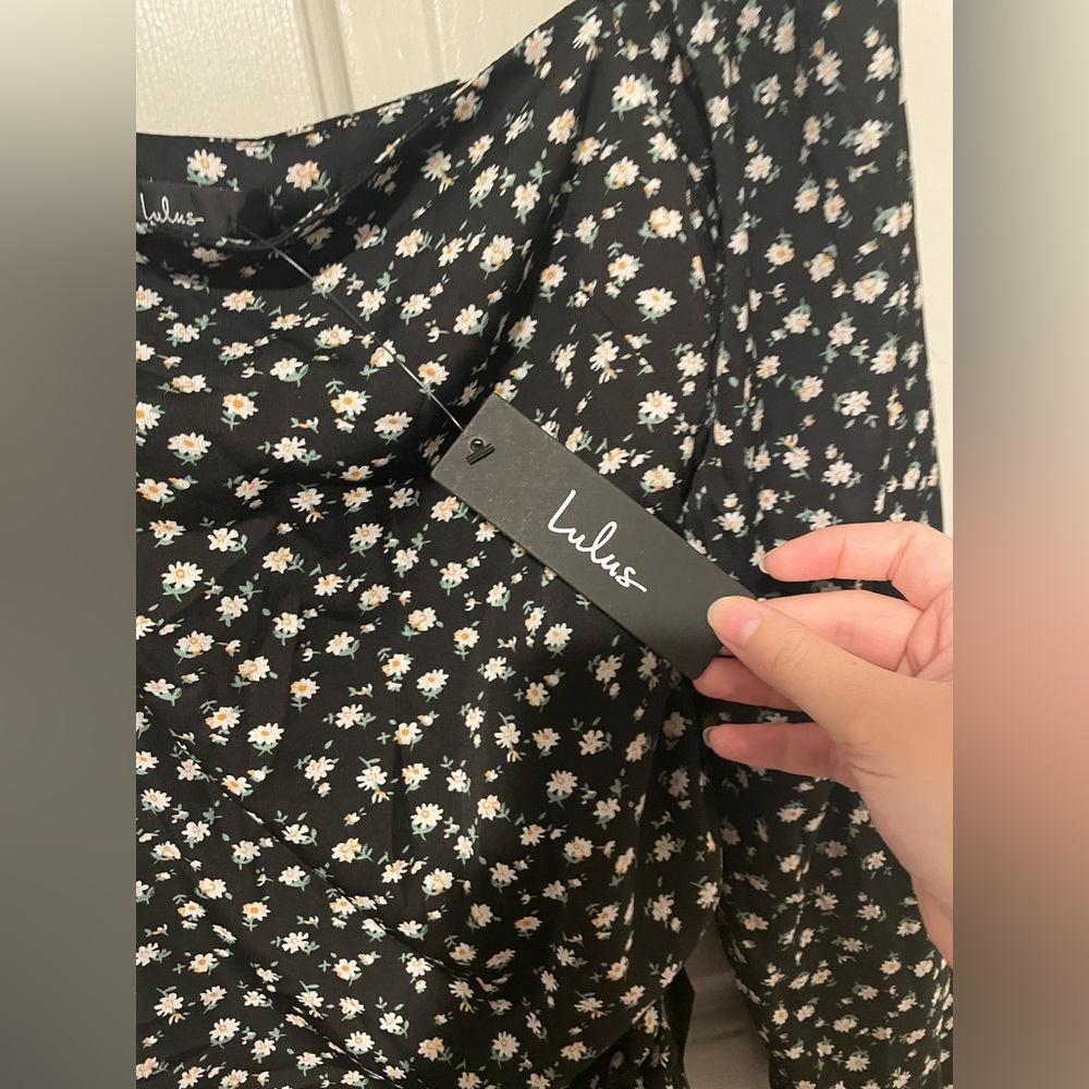 NWT Lulus Growing in the Garden Black Ditsy Floral Print Long Sleeve Dress - Picture 5 of 12